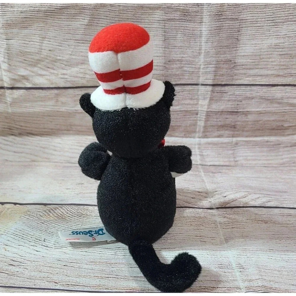 Aurora Dr. Seuss Plush Cat In The Hat Stuffed Animal Toy Black White Red 2017 8" - Picture 3 of 4